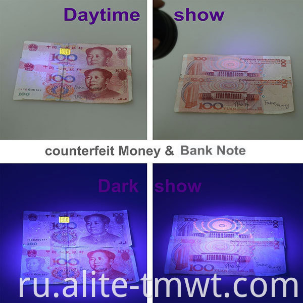 395NM100 LED 6 AA БАСКОВАННЫЙ ФЛЕКТОР УФ-фиолетового фонарика для проверки банкноты, флуоресценции, обнаружения против Counterfeiting